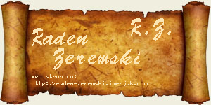Raden Zeremski vizit kartica